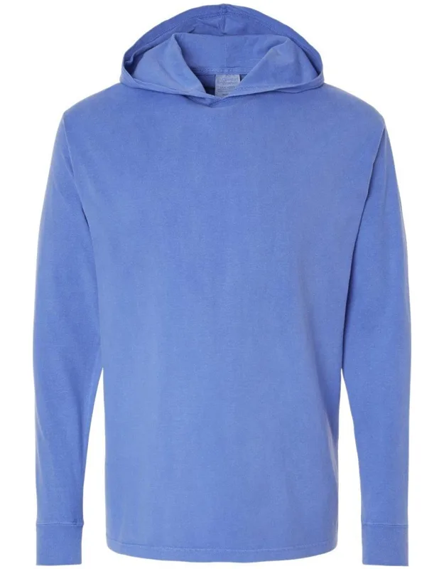 Comfortwash Garment-dyed Jersey Hooded Long Sleeve T-shirt, Relaxed Fit, Double-needle Stitched