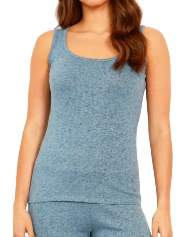 Solid Tank Top In Wind - Square Neck, Fitted