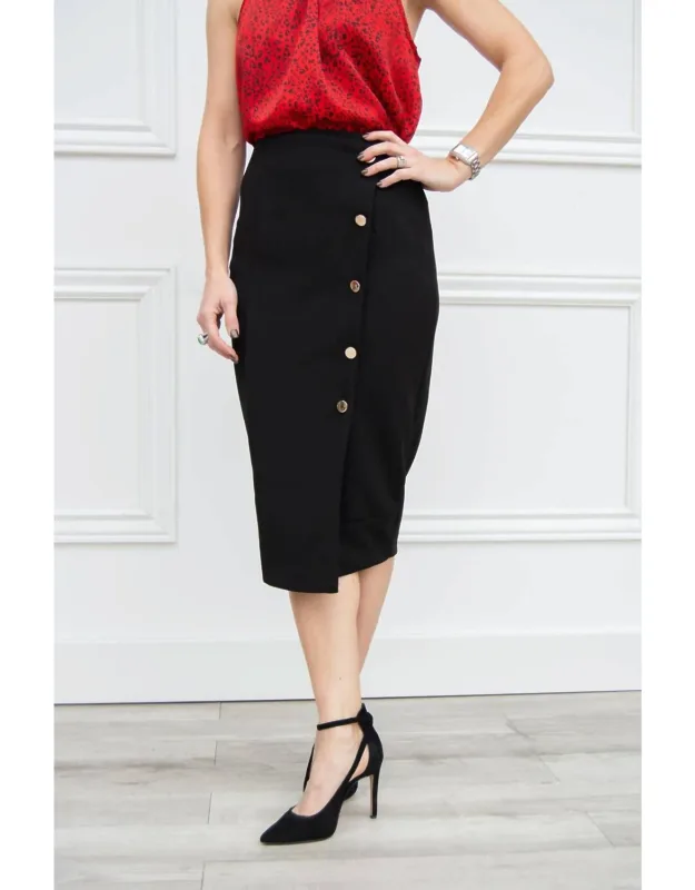 Button Front Pencil Skirt