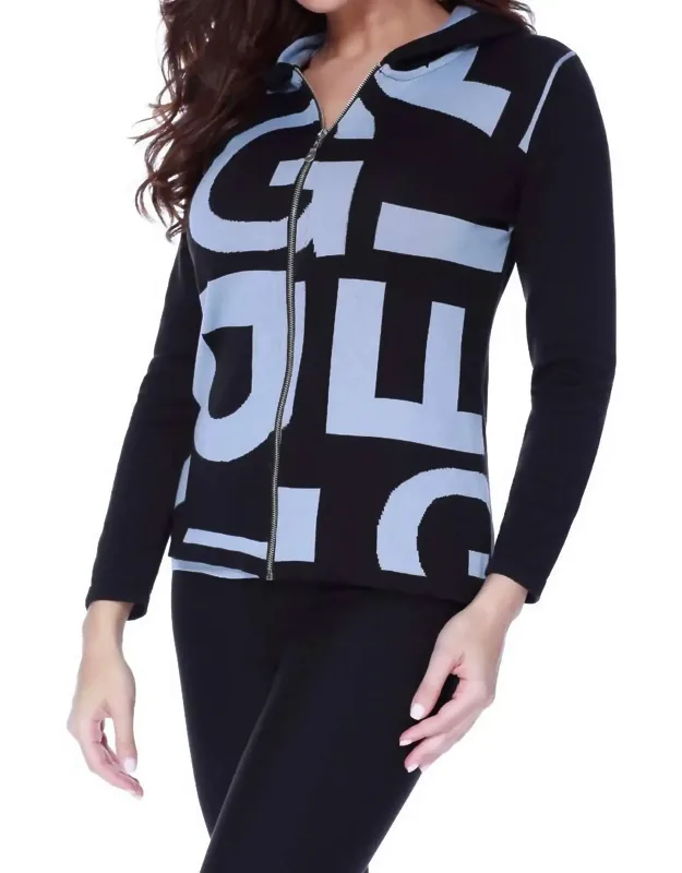 Abstract Hooded Cardigan
