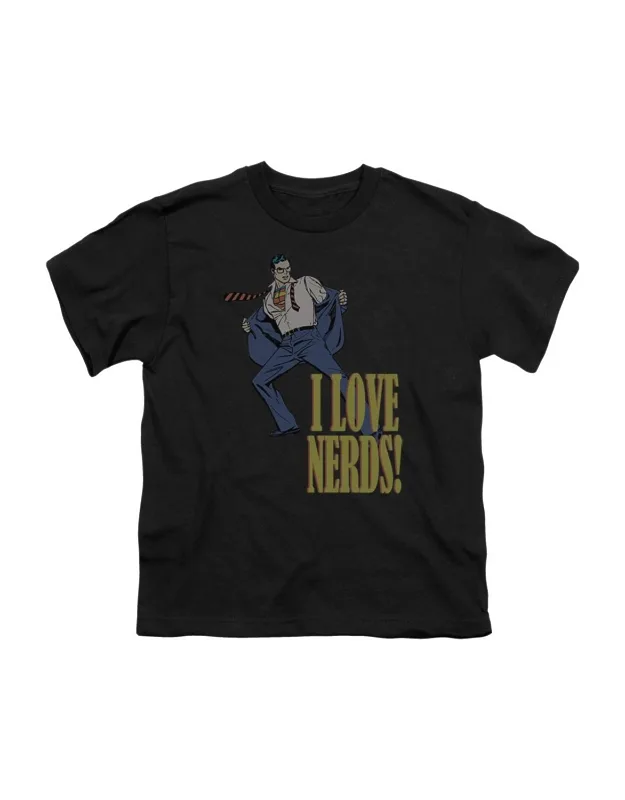 Dc Comics I Love Nerds Short Sleeve Youth Tee - Stylish For Everyday Wear, 100% Cotton