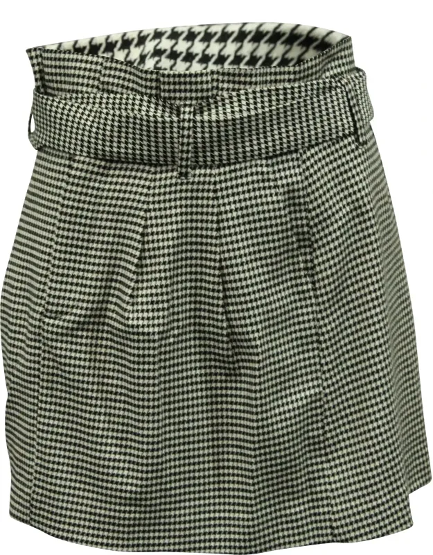 Houndstooth Belted Mini Skirt