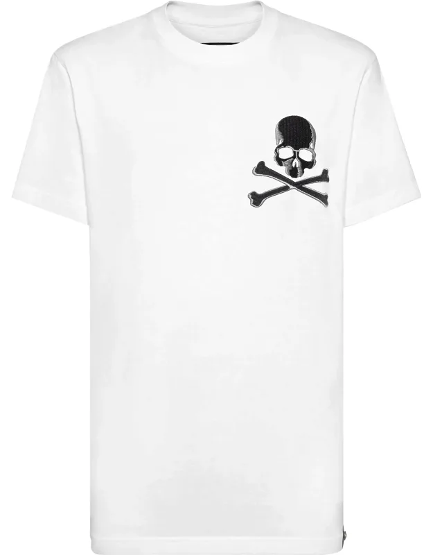 T-shirt Round Neck Ss With Iconic Embroidery And Hexagon Leather Patch