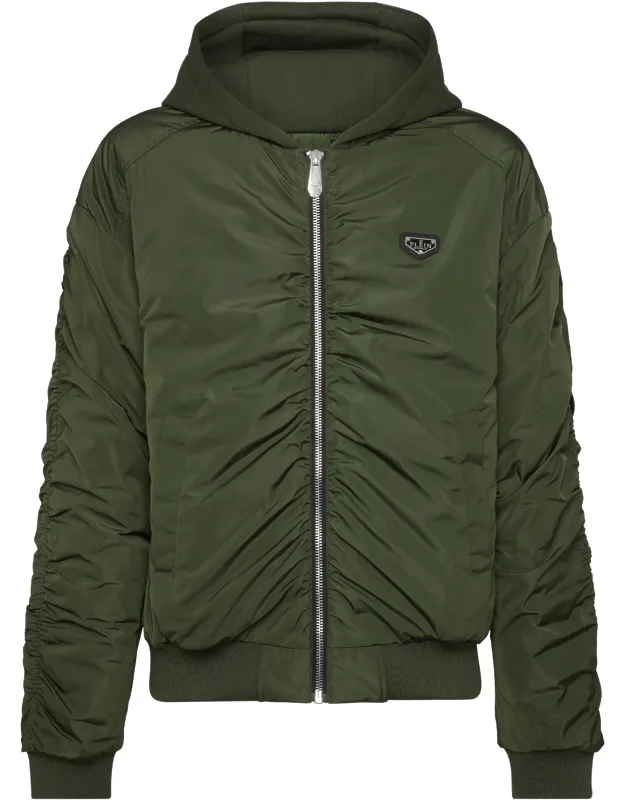 Padded Jacket With Hooded Design And Water-resistant Finish