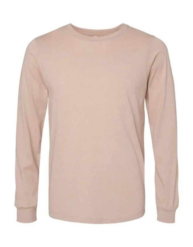 Heather Cvc Long Sleeve Tee, 4.2 Oz., 52/48 Airlume Combed And Ringspun Cotton/polyester, Retail Fit