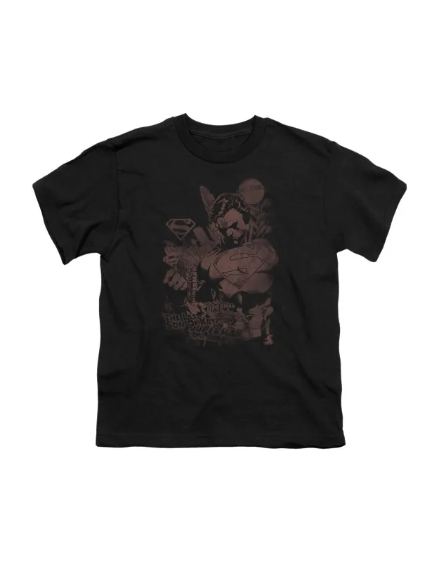 Superman Somber Power Short Sleeve Youth Tee - Stylish Everyday Wear, 100% Cotton