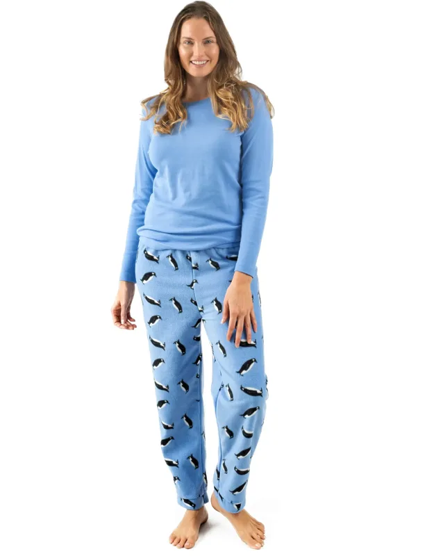 Christmas Cotton Top And Fleece Pants Pajama Penguin