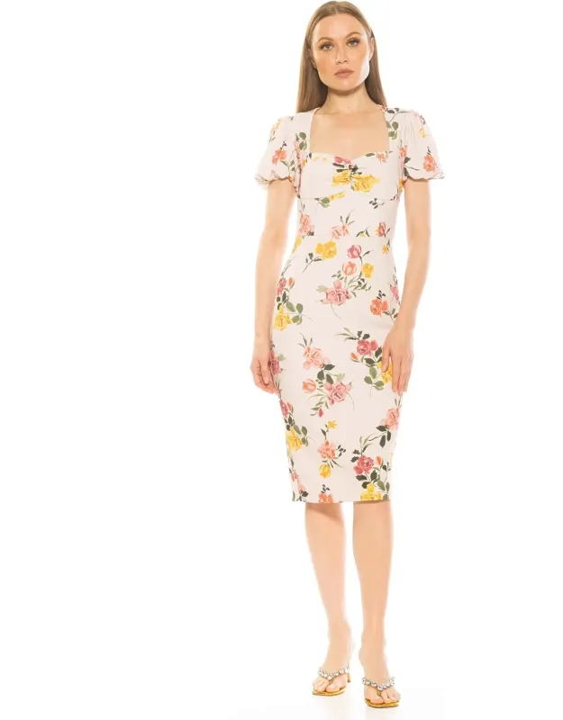 Micaela Dress Puff Sleeve Sweetheart Sheath