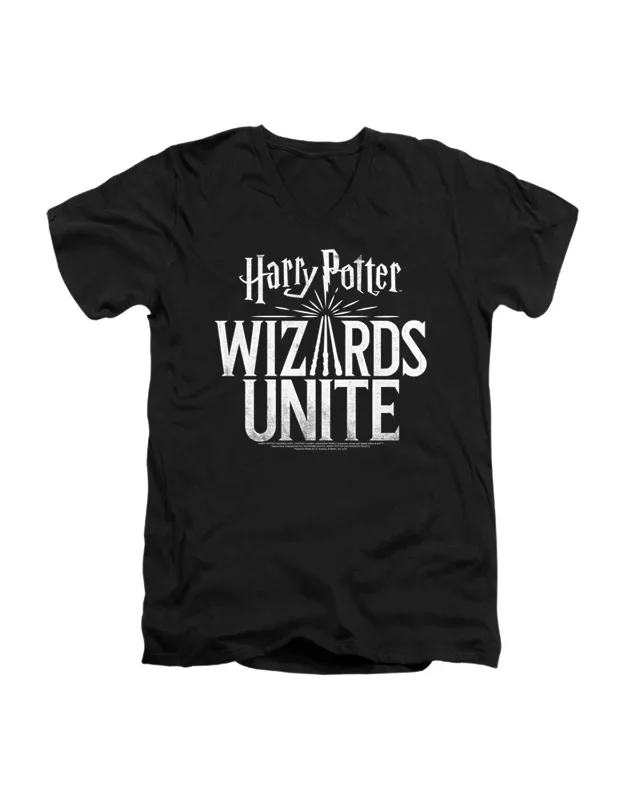 Wizards Unite Logo Short Sleeve V Neck Premium Cotton T-shirt