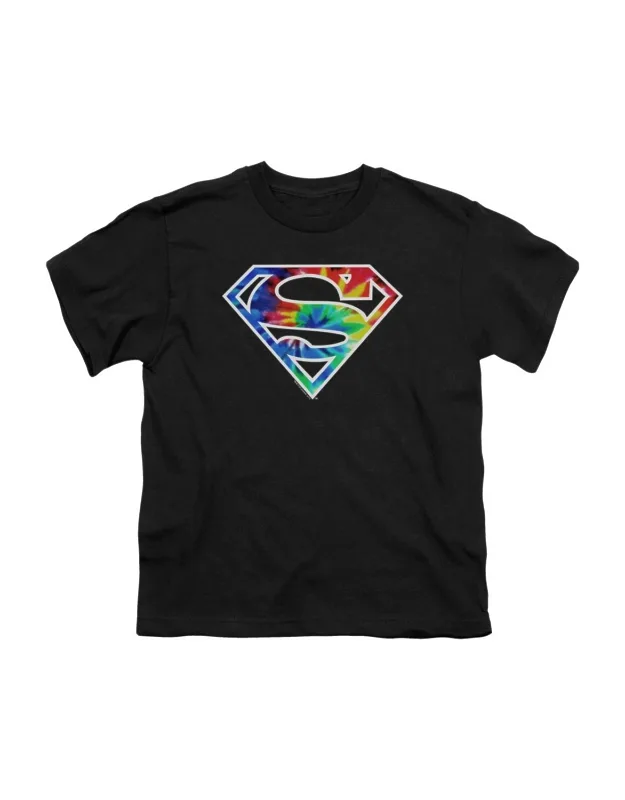 Superman Tie Dye Logo Short Sleeve Youth Tee / T-shirt