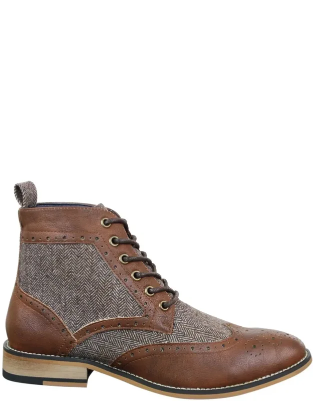 Classic Tweed Oxford Ankle Boots