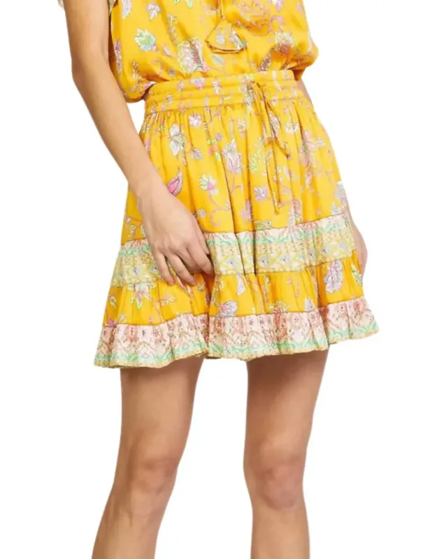 Border Printed Elastic Waisted Skirt