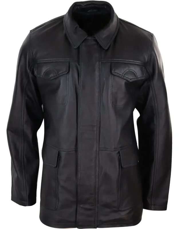 Classic Leather Safari Jacket Overcoat