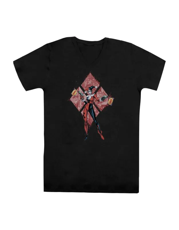 Batman Harley Quinn (diamonds) V Neck Premium Cotton T-shirt