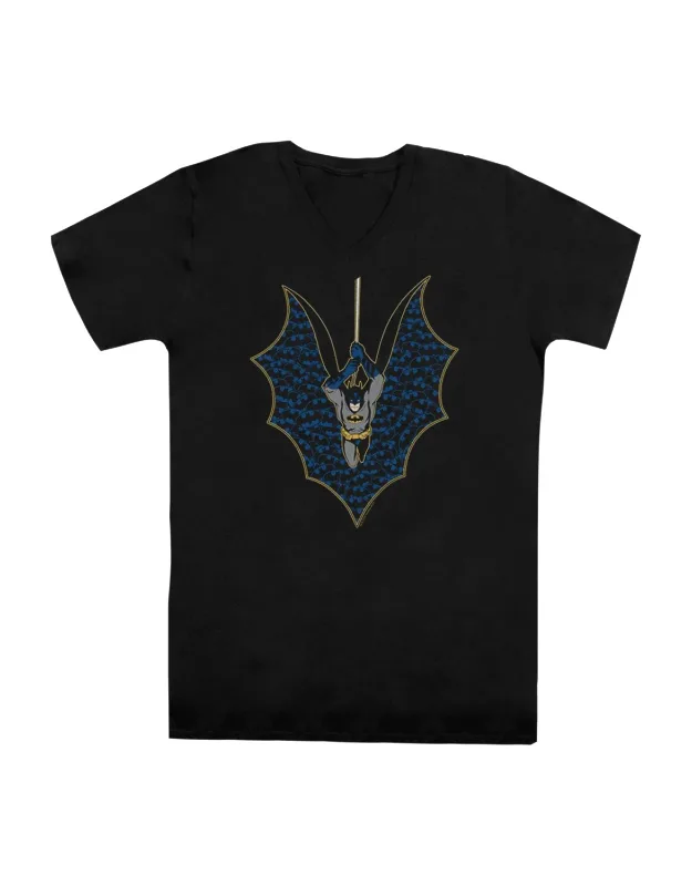 Batman Bat Fill Short Sleeve V Neck Premium Cotton T-shirt