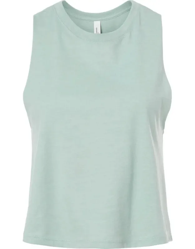 Racerback Crop Tank With Raw Edge Armholes And Relaxed Fit