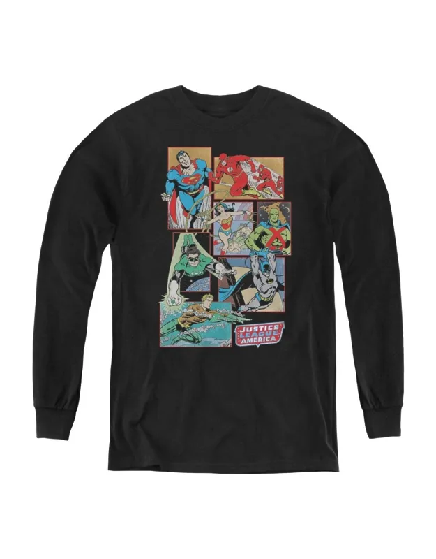 Dc Comics Justice League Boxes Long Sleeve Tee - Stylish Everyday Wear, 100% Cotton