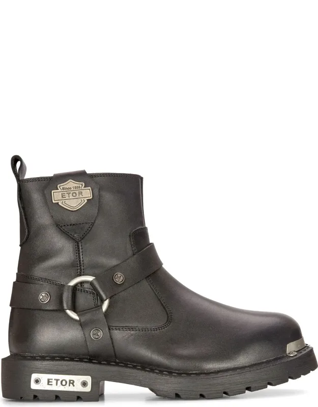 Leather Military Boots With Leather Insole And 1.5 Inch Rubber Stacked Heel