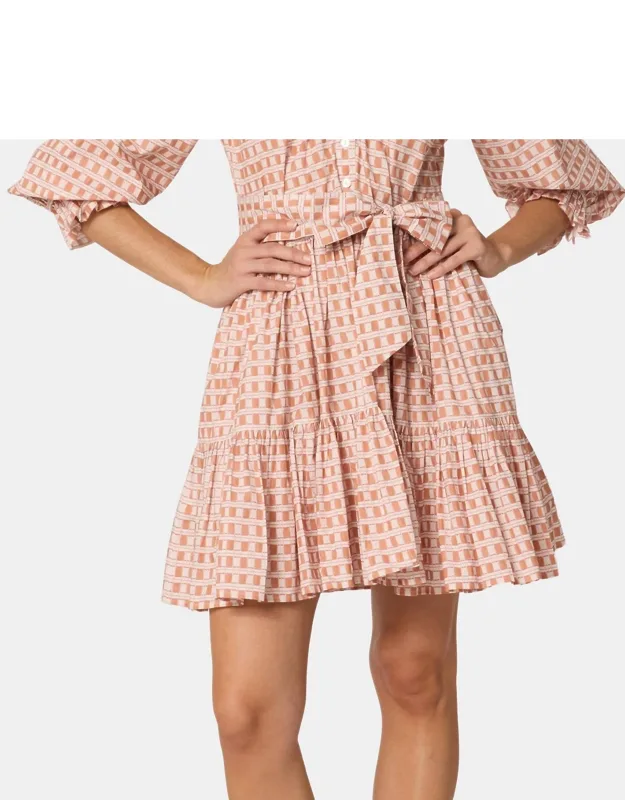 Gloria Mini Dress With Ruffle Yoke And Removable Waist Sash