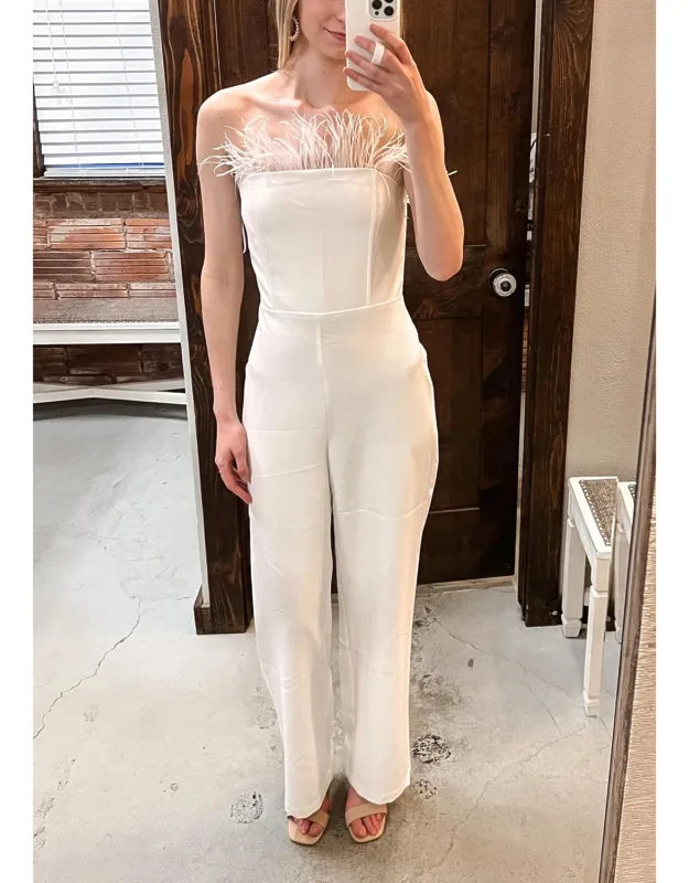 Tube Front Feather Jumpsuit