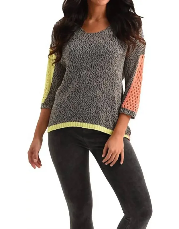 Tracy Color Block Crochet Top - Ultimate Go-to Sweater With Perfect Combination Of Warmth And Style