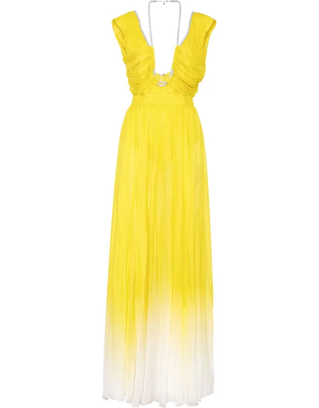 Chiffon Plisse Long Dress
