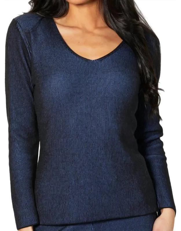 Ribbed V-neck Top