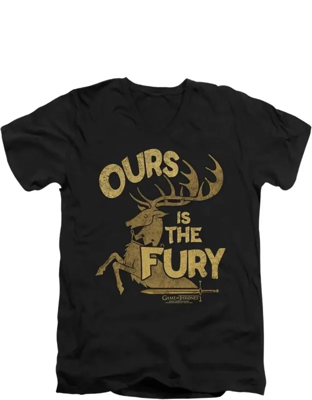 Game Of Thrones Fury V-neck Premium Cotton T-shirt