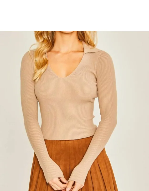 Collared V-neck Sweater