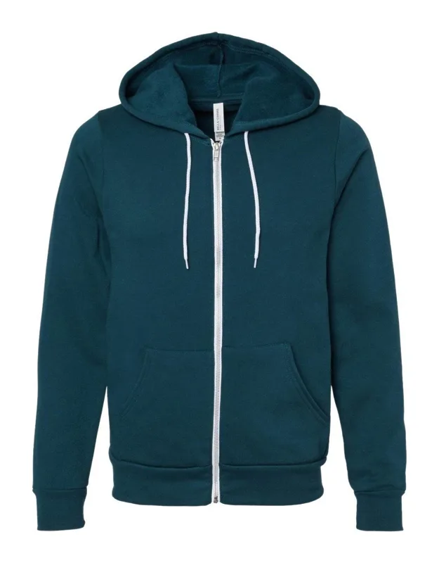 Sponge Fleece Full-zip Hoodie With Ribbed Cuffs And Split-pouch Pocket