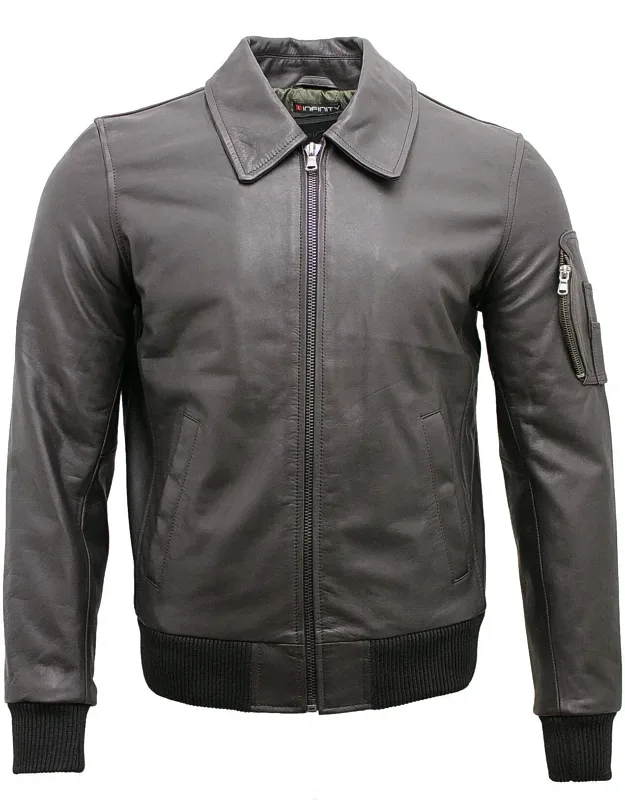 Bomber Jacket-oslo With Classic Shirt Style Collar And Tapered Look