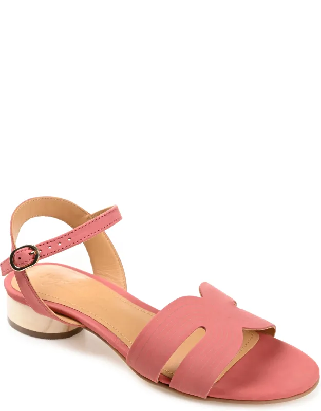Signature Genuine Leather Buckle Ankle Strap Sandals