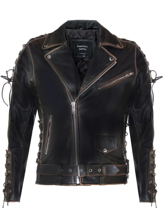 Embossed Brando Leather Biker Jacket