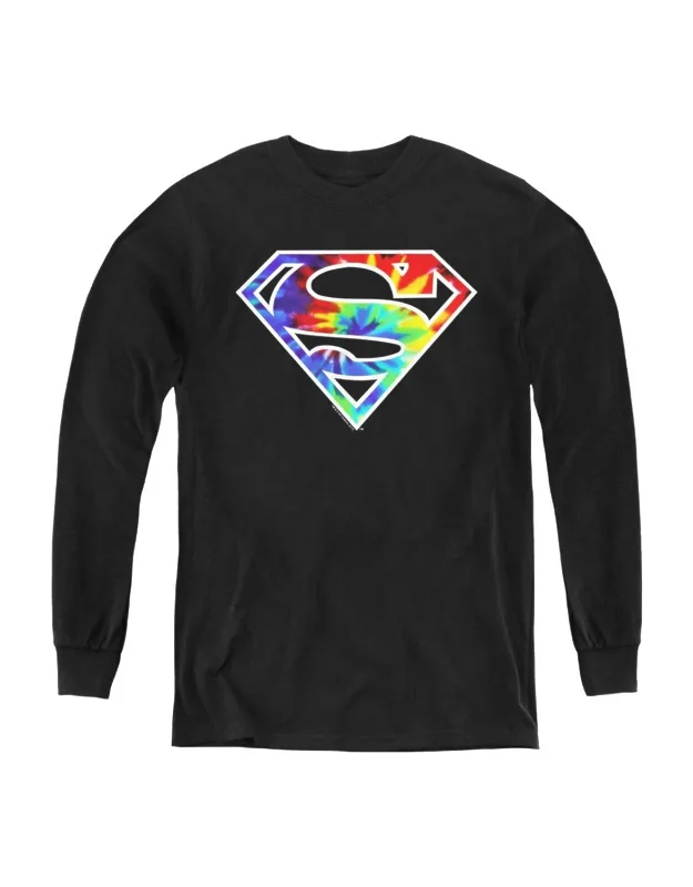 Superman Tie Dye Logo Long Sleeve Tee