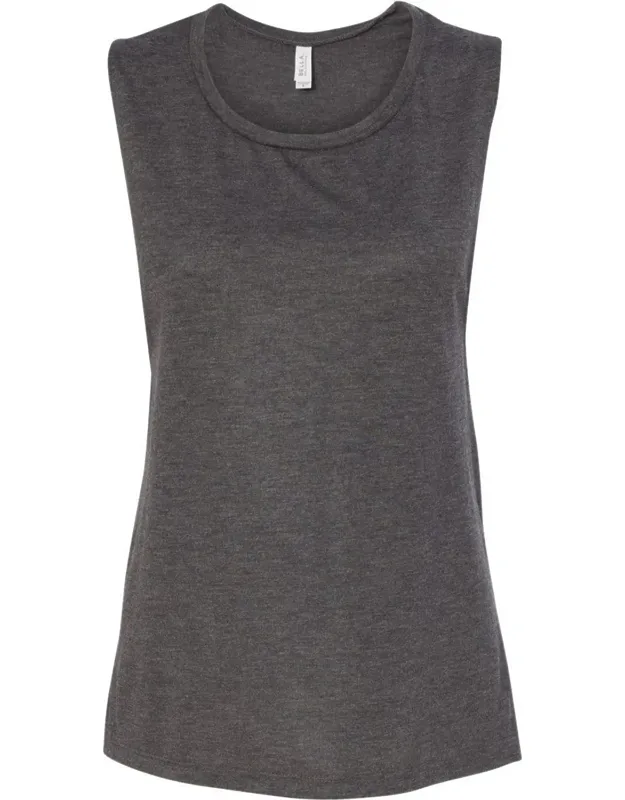 Flowy Scoop Muscle Tank With Relaxed Fit, Curved Bottom Hem