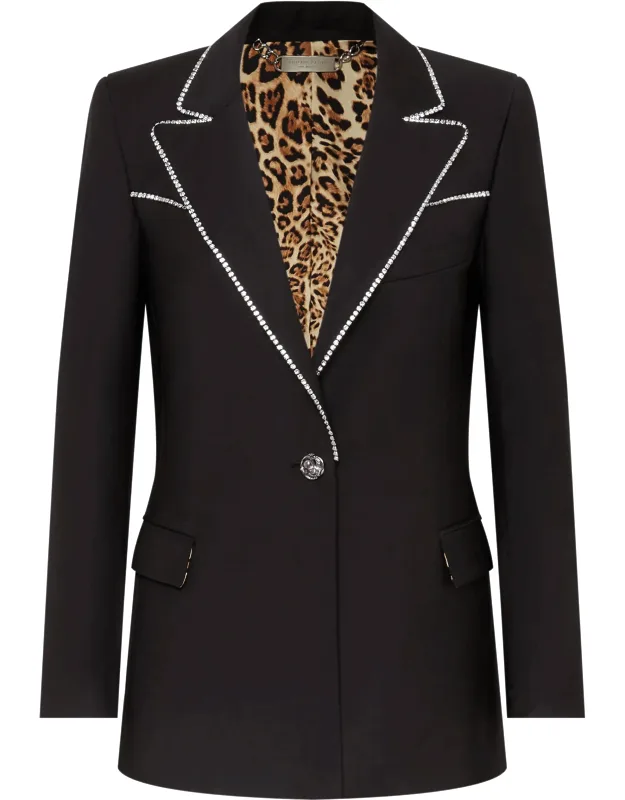 Colorado Crystal Blazer With Viscose Cady Blazer And Lapels