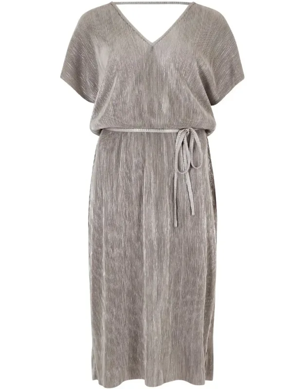 Plisse V Neck Dress