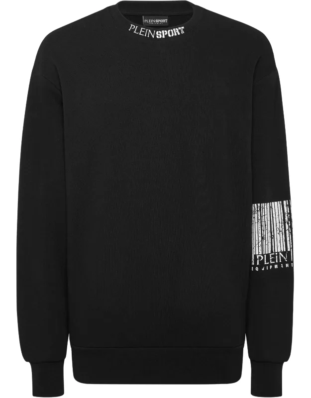 Sweatshirt Ls Barcode With Tiger Scratch Print And Rib Knit Hems