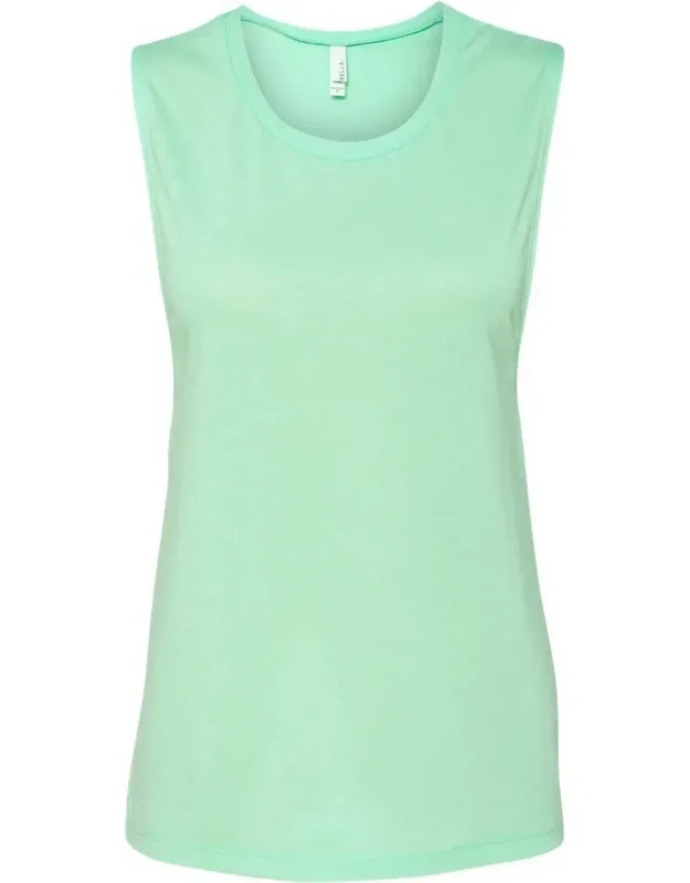 Flowy Scoop Muscle Tank With Relaxed Fit, Curved Bottom Hem