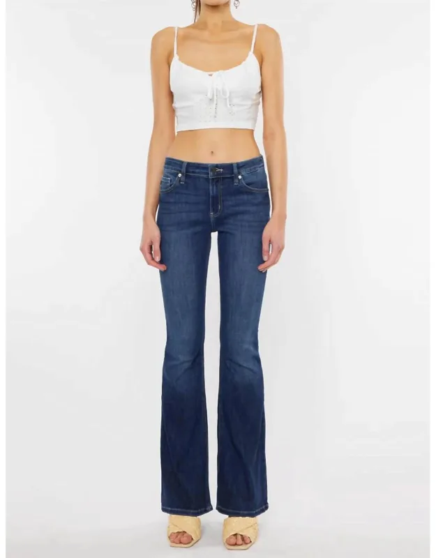 Mid Rise Flare Jean With Flared Leg Design And Five-pocket Style