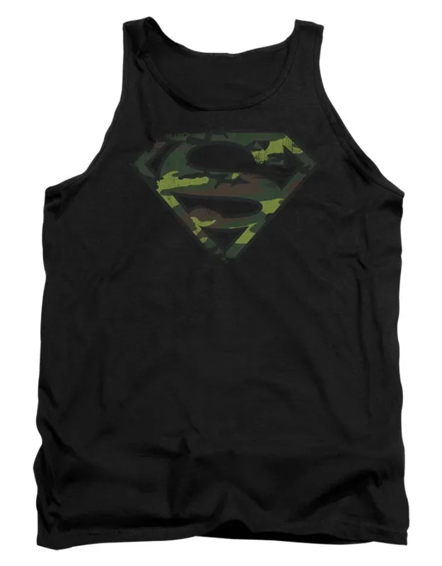 Superman Distressed Camo Shield Tank Top