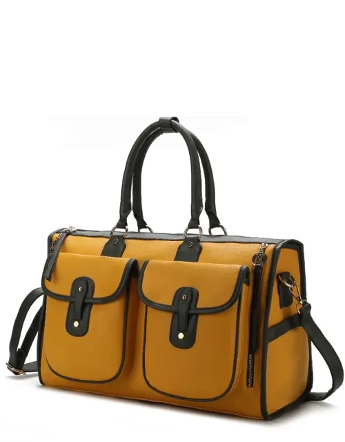 Genevieve Color Block Vegan Leather Duffle Bag