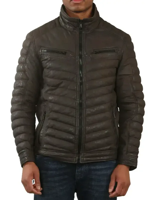 Quilted Puffer Soft Napa Leather Jacket