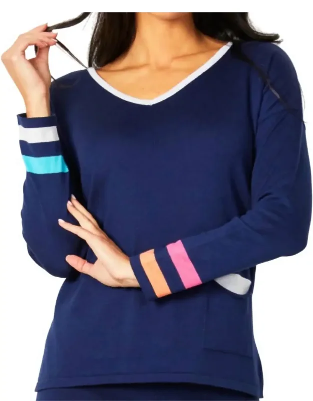 V-neck Stripe Detail Pullover
