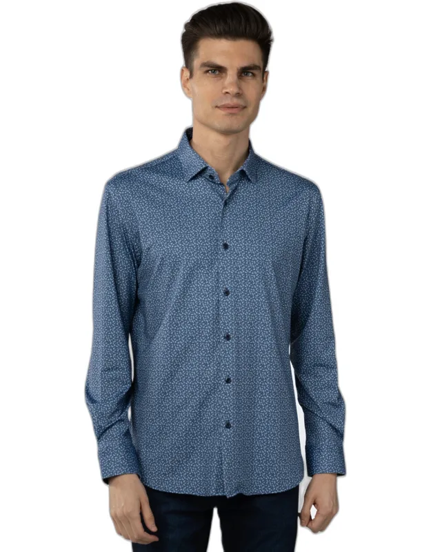 Aqua And Navy Paisley Shirt - Luxurious And Timeless Design