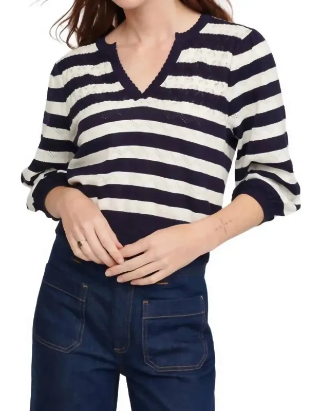 Peace Stripe Novelty Vee Sweater