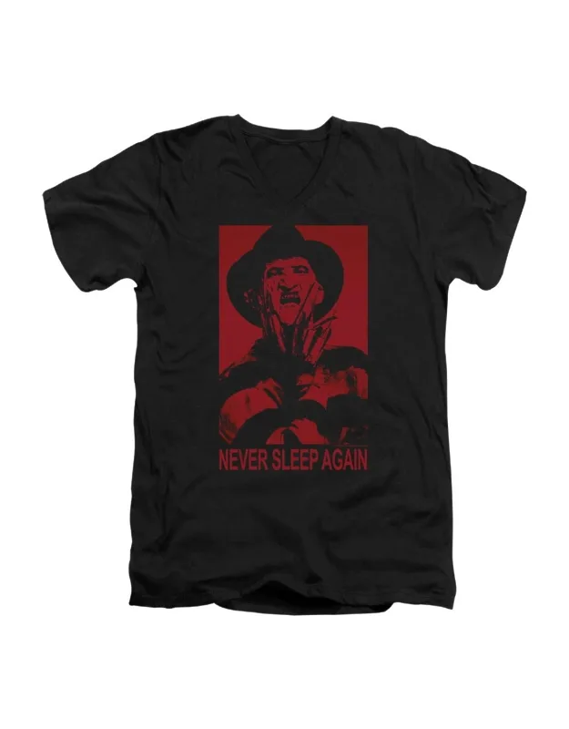 Nightmare On Elm Street Never Sleep Again Short Sleeve V Neck Premium Cotton T-shirt