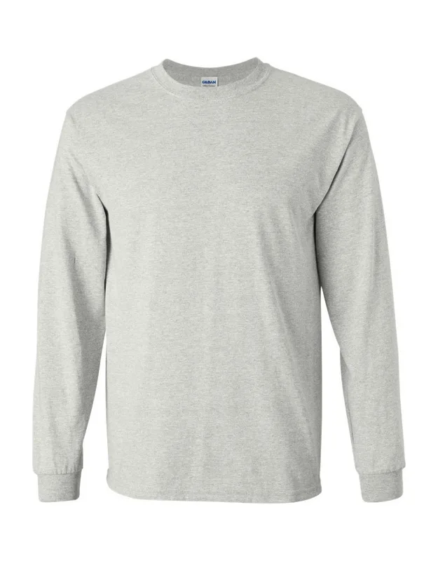 Gildan Plain Crew Neck Ultra Cotton Long Sleeve T-shirt With Seamless Collar And Cuffed Hem