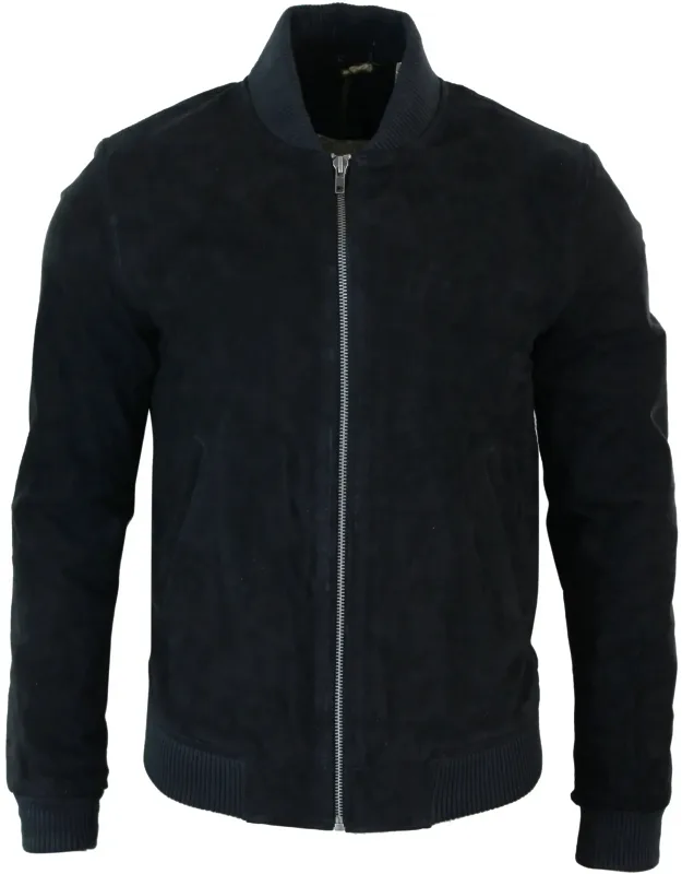 Suede Leather Bomber Jacket