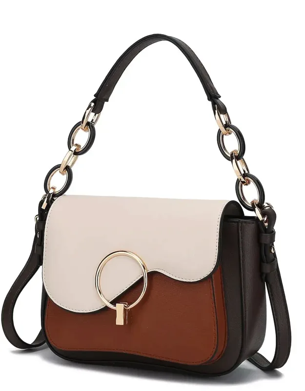 Fantasia Solid Crossbody Handbag Purse With Spacious Interior And Gold-tone Hardware
